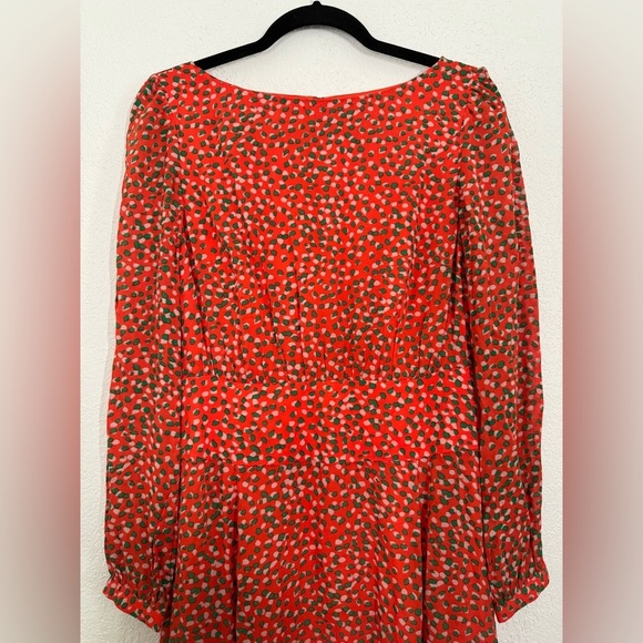 Boden Ingrid Orange Sunset Speckle Long Sleeve Flowy Crew Neck Midi Dress Size 4 - Picture 4 of 10